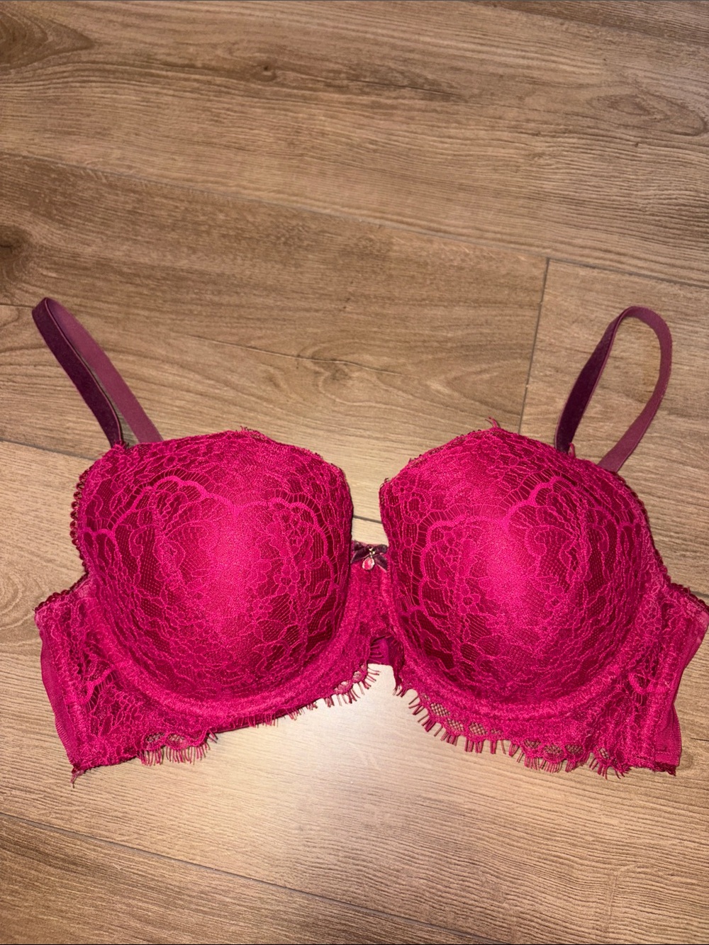 Victoria's Secret Dark Pink Lace Bra with Fringe